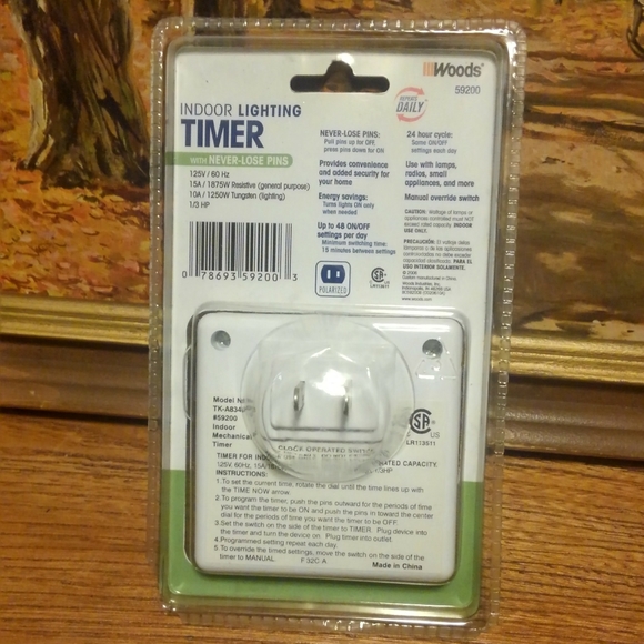 Woods brand Indoor Lighting Timer ⏳ Never Lose Pins Plug in Home 🏡 Timer - Picture 2 of 5